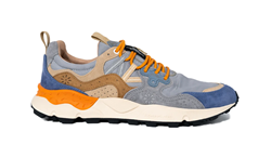 YAMANO 3 MAN Sneakers in suede nylon navy grey taupe